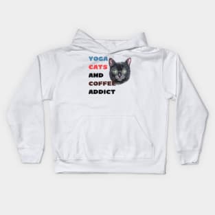 Yoga cats and coffee addict funny quote for yogi Kids Hoodie